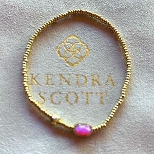 Kendra Scott Grayson Gold Stretch Bracelet With Pink Stone